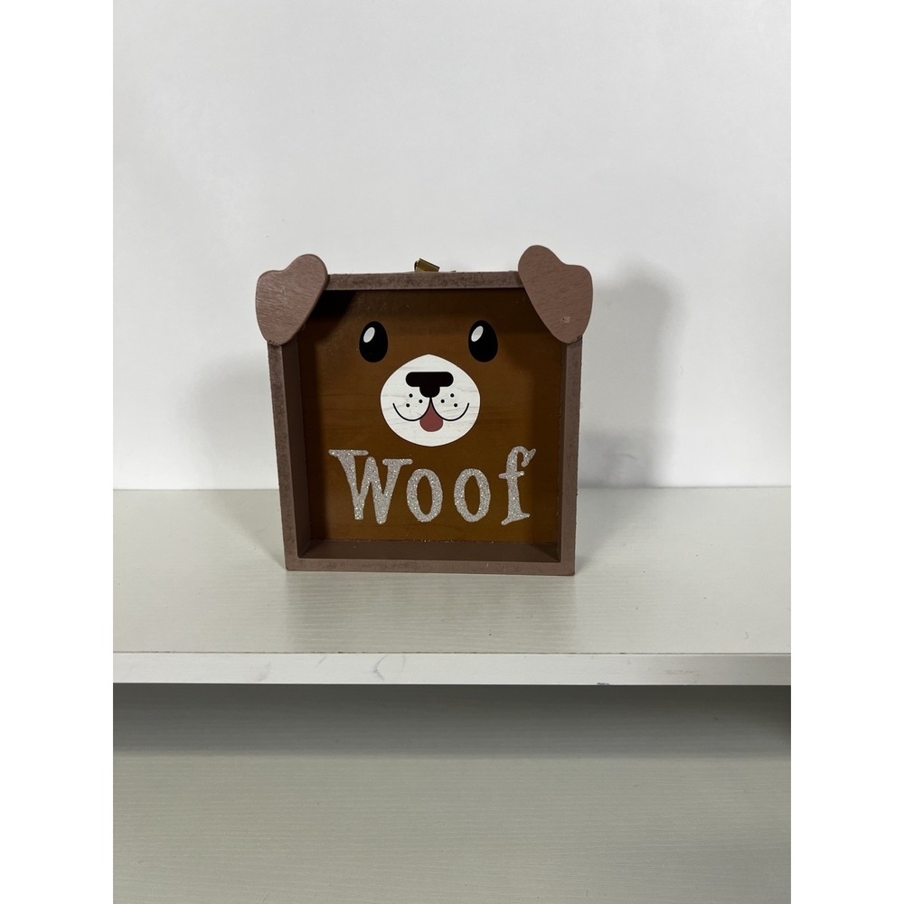 Dog Wall Decor 5×6 Hanging "Woof"‎ Wood Picture Sign – Rustic Pet Wall Décor